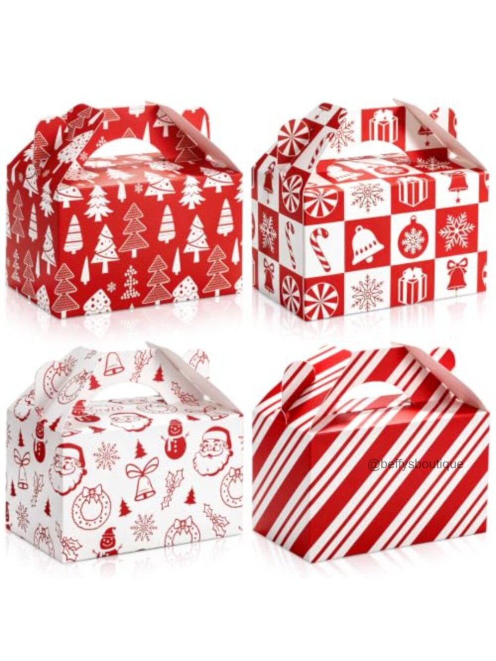 50 Pcs Christmas Treat Boxes with Handles Cardboard Gift Boxes